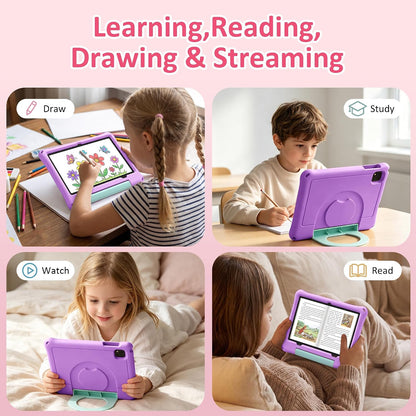 NextCheer 10.1-Inch Kids Tablet, Android 16, 6GB RAM, 64GB Storage, Expandable to 1TB, Dual-Band Wi-Fi, Parental Controls, Kids Tablet with Protective Case, Purple