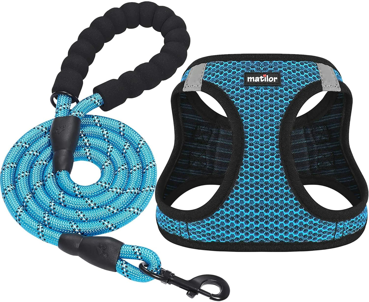 Dog Step-In Harness with Leash, Breathable Air Mesh Puppy Vest Harness for Small Dogs, Medium, Blue