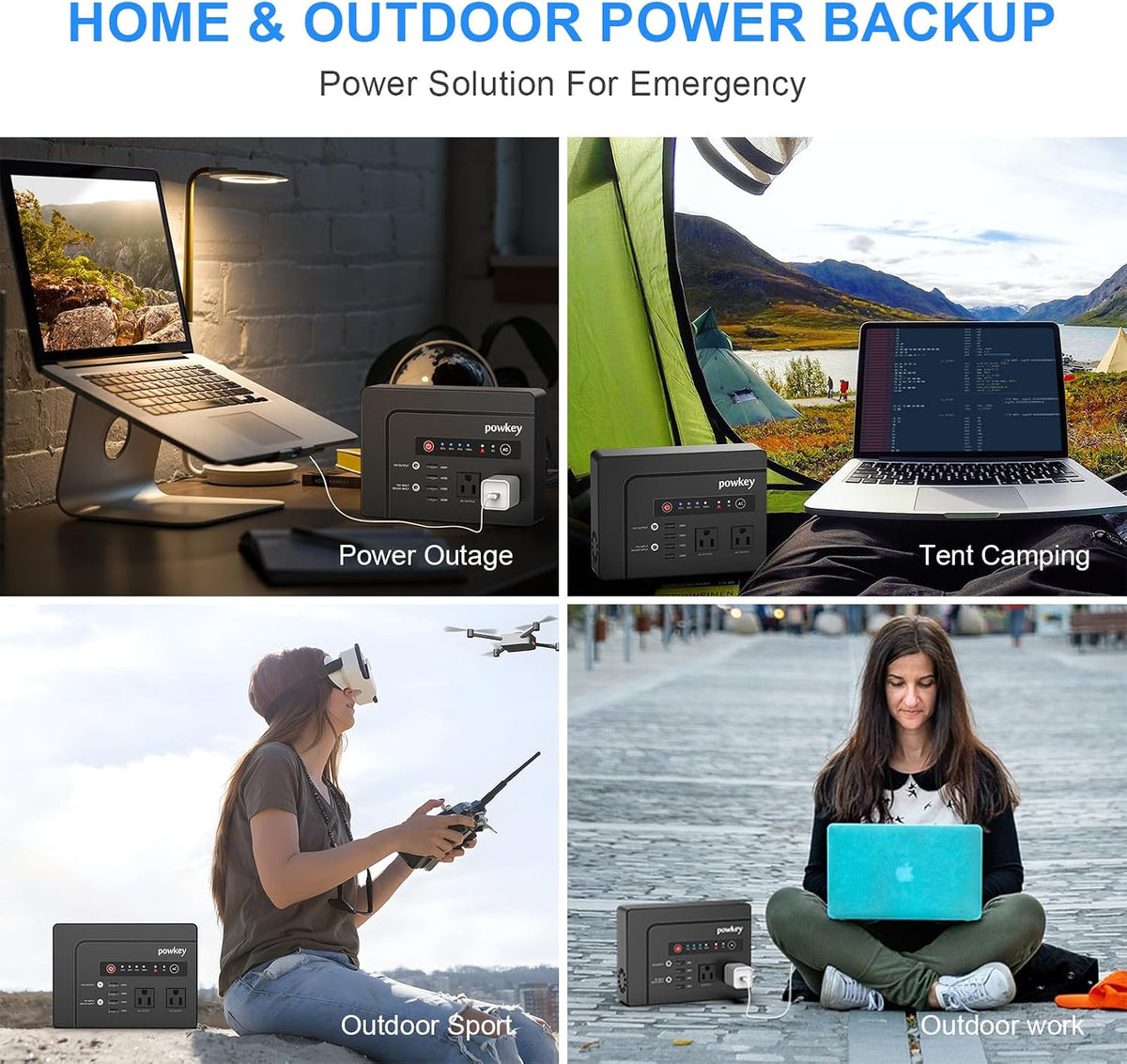 powkey 200W Portable Power Bank with AC Outlet 120V, 146Wh Power Station – Rechargeable Backup Lithium Battery Powered, Pure Sine Wave AC Outlet for Outdoor RV Trip, Travel, Home, Office & Emergency