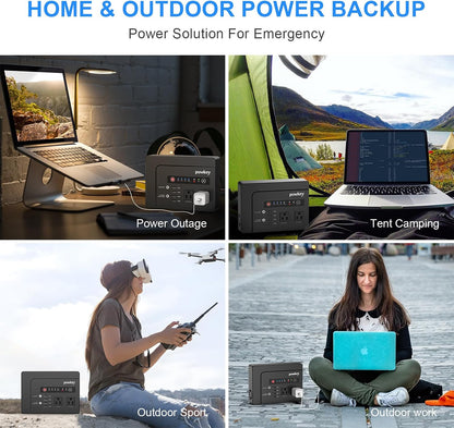 powkey 200W Portable Power Bank with AC Outlet 120V, 146Wh Power Station – Rechargeable Backup Lithium Battery Powered, Pure Sine Wave AC Outlet for Outdoor RV Trip, Travel, Home, Office & Emergency