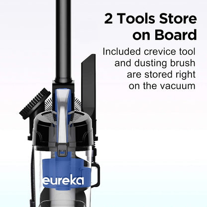 Eureka Vacuum Cleaners for Home,Airspeed Ultra-Lightweight, NEU10AE5 Senior-Friendly 7.7 lb Pet Hair Upright Vacuum, Carpet & Hard Floor, Brush, Crevice Tool, Washable Filter, Blue