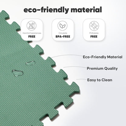 Nazhura 36-Pack Home Gym Mat, 144 Sq Ft EVA Interlocking Foam Exercise Floor Tiles, 24 x 24 x 1/2 Inch Puzzle Mats for Home Gym, Workout Equipment & Kids' Play Areas, Green