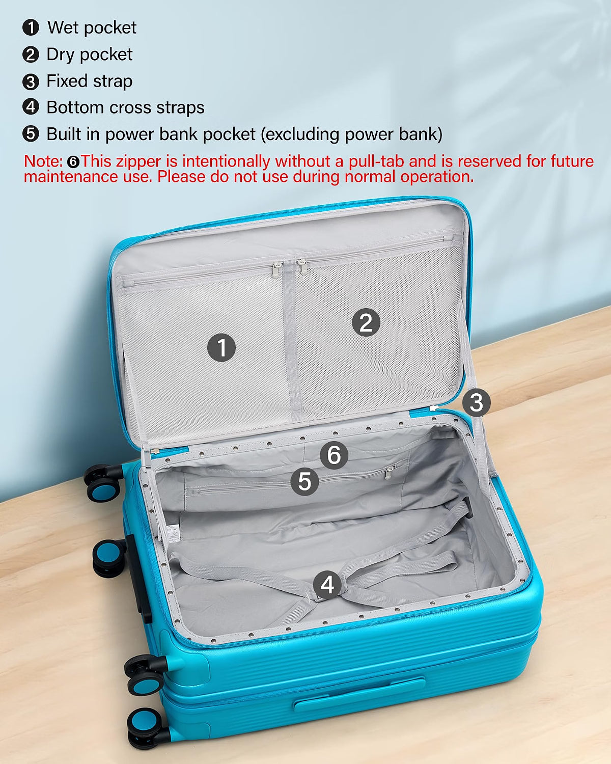 Hanke 28-Inch Expandable Luggage with Spinner Wheels, Top-Opening Hard Shell Suitcase with Cup Holder, TSA Lock, USB Port & 130L Capacity, Caribbean Blue