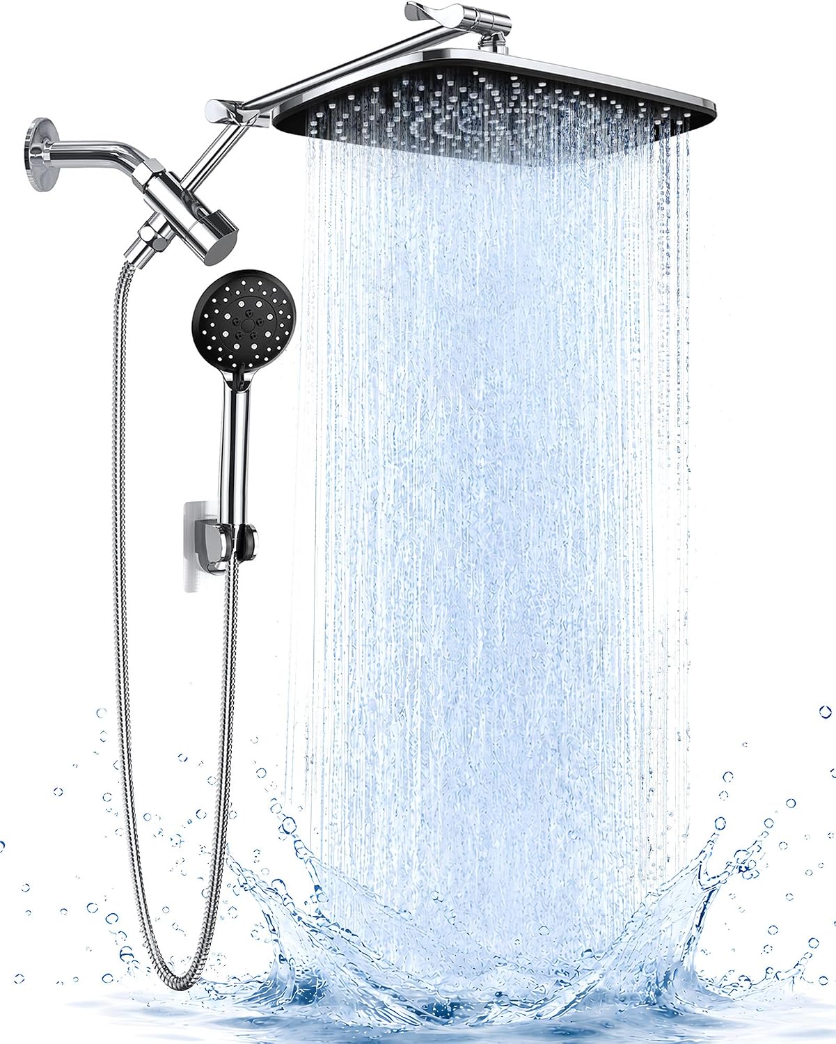 Veken 11.8" High Pressure Shower Head with Handheld, Metal Core Fittings