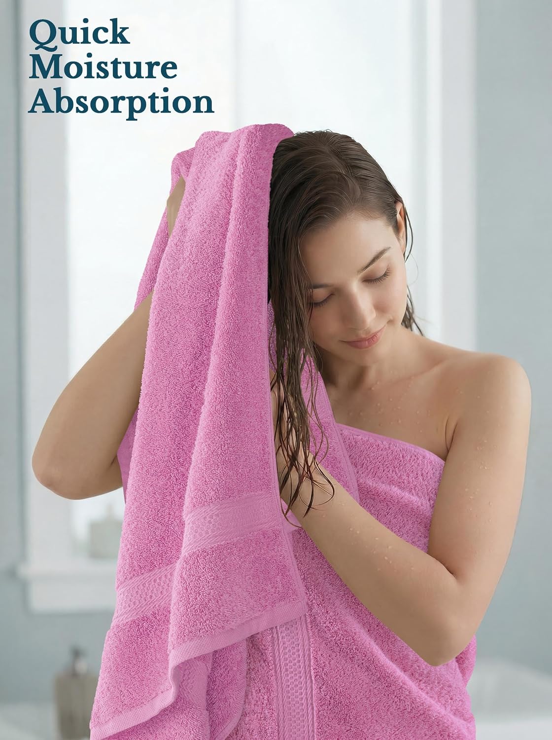 Utopia Towels 4 Pack Premium Bath Towels, 27x54 in, 600 GSM Cotton Pink