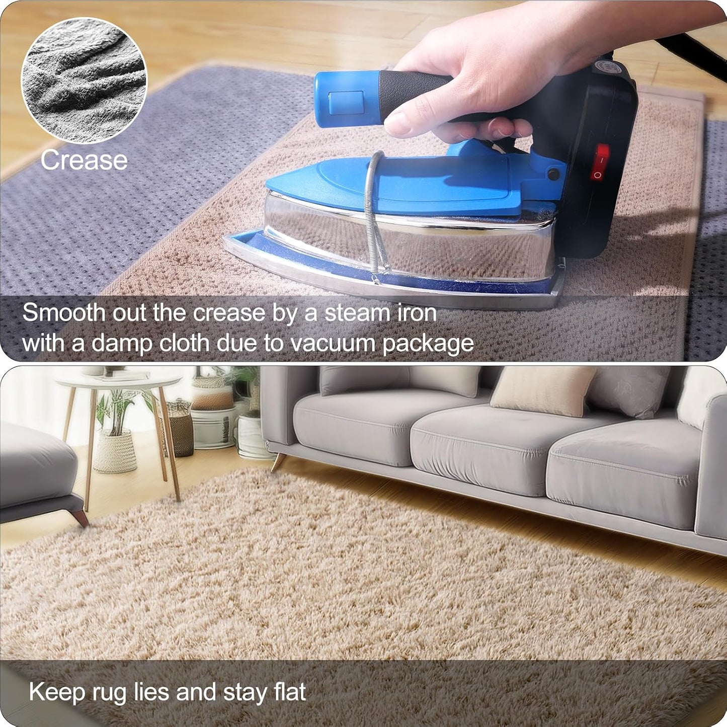 qulint Large Area Rug for Living Room 10x14, Fluffy Tan Rug for Bedroom Shag Shaggy Fuzzy Nursery Carpet, Modern Solid Rug for Boys and Girls Dorm Room Kid Room Classroom Home Decor