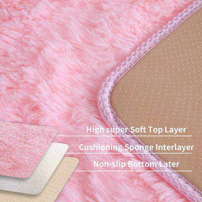 Pink Fluffy 4x6 Area Rugs for Bedroom Girls, Plush Washable Carpet Area Rug for Kids Room, Nursery, Dorm Room, Non Slip Shaggy Floor Carpet