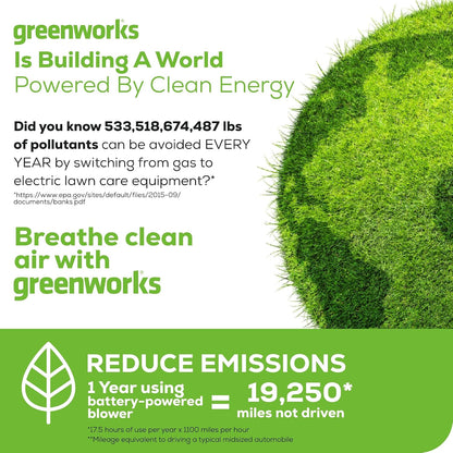 Greenworks 40V Cordless Leaf Blower – 135 CFM, 150 MPH with 2.0 Ah Battery and Charger