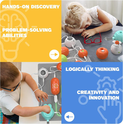 SMILESSKIDDO Science Kits Electronics STEM Kit, 420+ Projects, 35 Circuit Parts, Snap-Together Science Experiments for Kids, Physics Learning Toy
