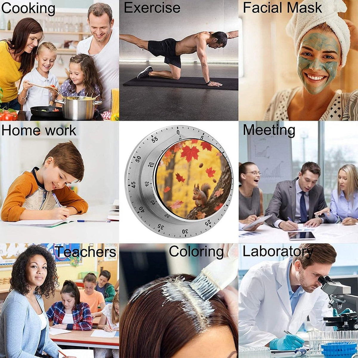 WSOIHFEC Maple Leaf Fall Digital Kitchen Timer, Magnetic Countdown & Count Up Timer with Loud 90dB Alarm, Stainless Steel, Orange