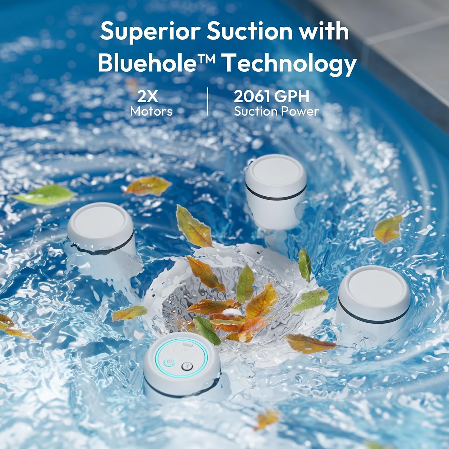 BUBLUE F10 Robotic Pool Surface Skimmer – App Controlled AI Navigation Pool Cleaner, Space White