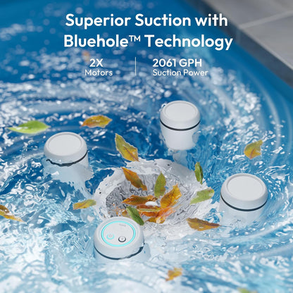 BUBLUE F10 Robotic Pool Surface Skimmer – App Controlled AI Navigation Pool Cleaner, Space White