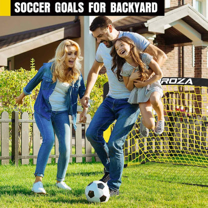 MUROZA Kids Soccer Goal Set, 2 Pack 4 x 3 Ft Portable Pop-Up Soccer Nets with Size 3 Ball, Pump, Cones, Stakes & Carrying Bag