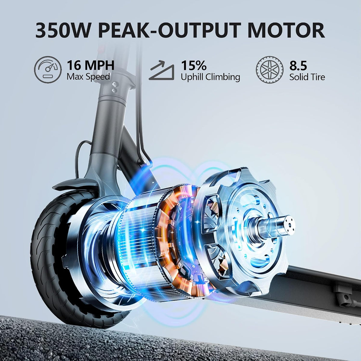 MAXSHOT V7 Electric Scooter for Adults, 350W Motor, Up to 19 MPH, 16-Mile Range, 8.5-Inch Solid Tires, Dual Suspension, Folding Commuter E-Scooter with App Control
