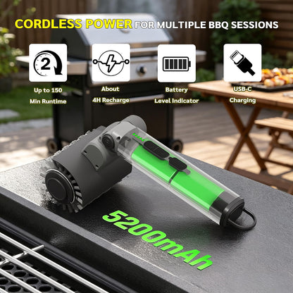 HyperionFlo Essentials Electric Grill Brush, 58W 3-Speed Cordless Grill Cleaner with 5200mAh Rechargeable Battery, 3 Replaceable Heads, Gray