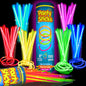 PartySticks Glow Sticks Party Supplies 100-Pack, 8-Inch Multicolor Glow Sticks with Connectors, Waterproof Light-Up Party Favors, Glow Bracelets & Necklaces