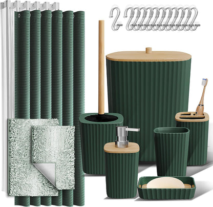 Clara Clark Black Bathroom Set, Shower Curtain Set, Bathroom Accessory Set