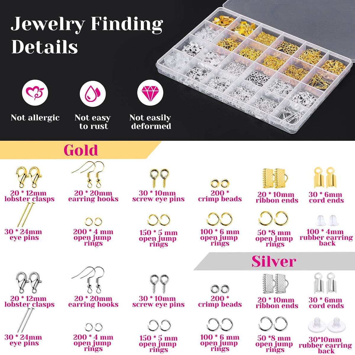 shynek 1857-Piece Jewelry Making Supplies Kit for Adults, Jewelry Making Tools with Pliers, Earring Hooks, Wires, Chains, Findings & Helping Hands for Crafts, Repair & DIY Projects