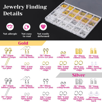 shynek 1857-Piece Jewelry Making Supplies Kit for Adults, Jewelry Making Tools with Pliers, Earring Hooks, Wires, Chains, Findings & Helping Hands for Crafts, Repair & DIY Projects
