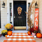 CAINANEL Fall Outdoor Rug, Orange & White Buffalo Plaid Cotton Hand-Woven Doormat, 27.5 x 43 Inch Washable Indoor Outdoor Rug for Front Door, Porch, Patio & Entryway