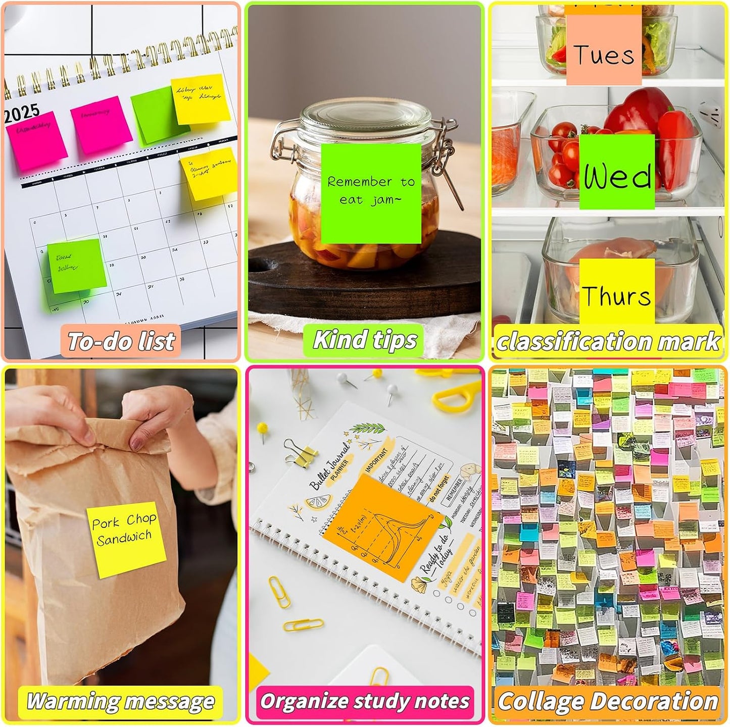 Oleitodh 35-Pack Sticky Notes, 3 x 3 Inch Colorful Memo Pads, 5 Bright Colors Self-Stick Notes for Office, School, Study, Planning and Reminders