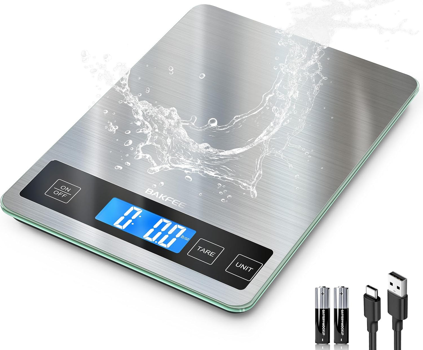 BakFee 33 lb Digital Kitchen Food Scale, 1g Precision