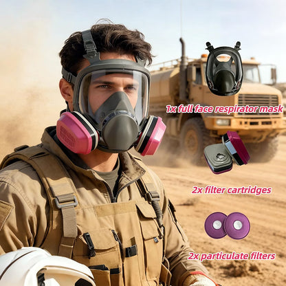 HyperionFlo Essentials Full Face Respirator Mask, Reusable Respirator with Dual Filters, Adjustable Headband & Clear Vision