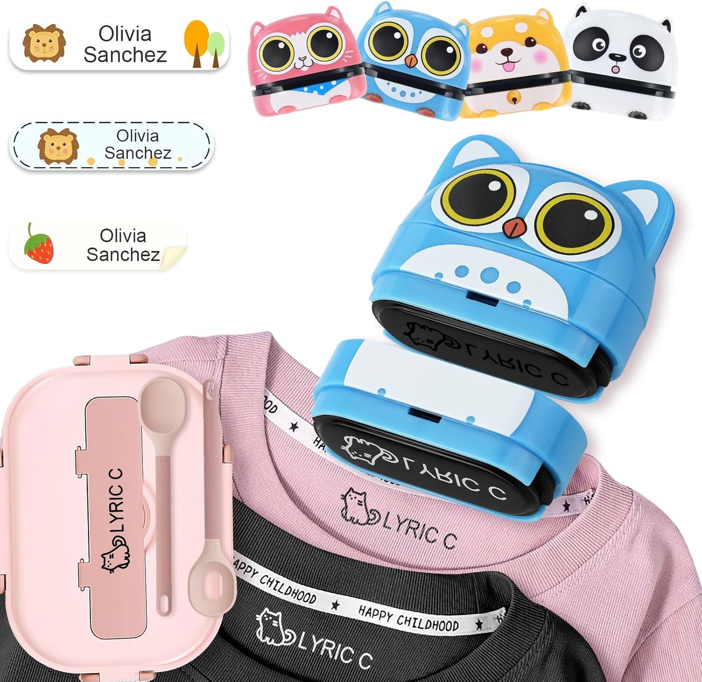 SUPHELPU Personalized Kids Name Stamp Dual-Color Ink