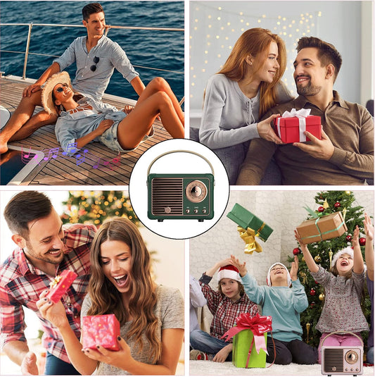 Dosmix Retro Bluetooth Speaker, Vintage Decor, Small Portable Wireless Speaker, Green