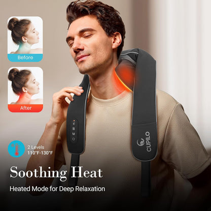 CuPiLo Cordless Neck Massager with Heat & Remote Control, 6D Kneading Shiatsu Massage, 5-Zone Heating, Rechargeable, 2026 Upgraded