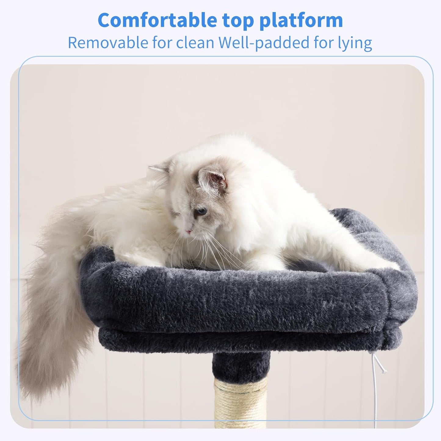 Heybly Cat Tree, 43.3-Inch Cat Tower for Indoor Cats, 4-Level Cat Condo with Basket, Top Perch, Scratching Posts & Toys, Smoky Gray