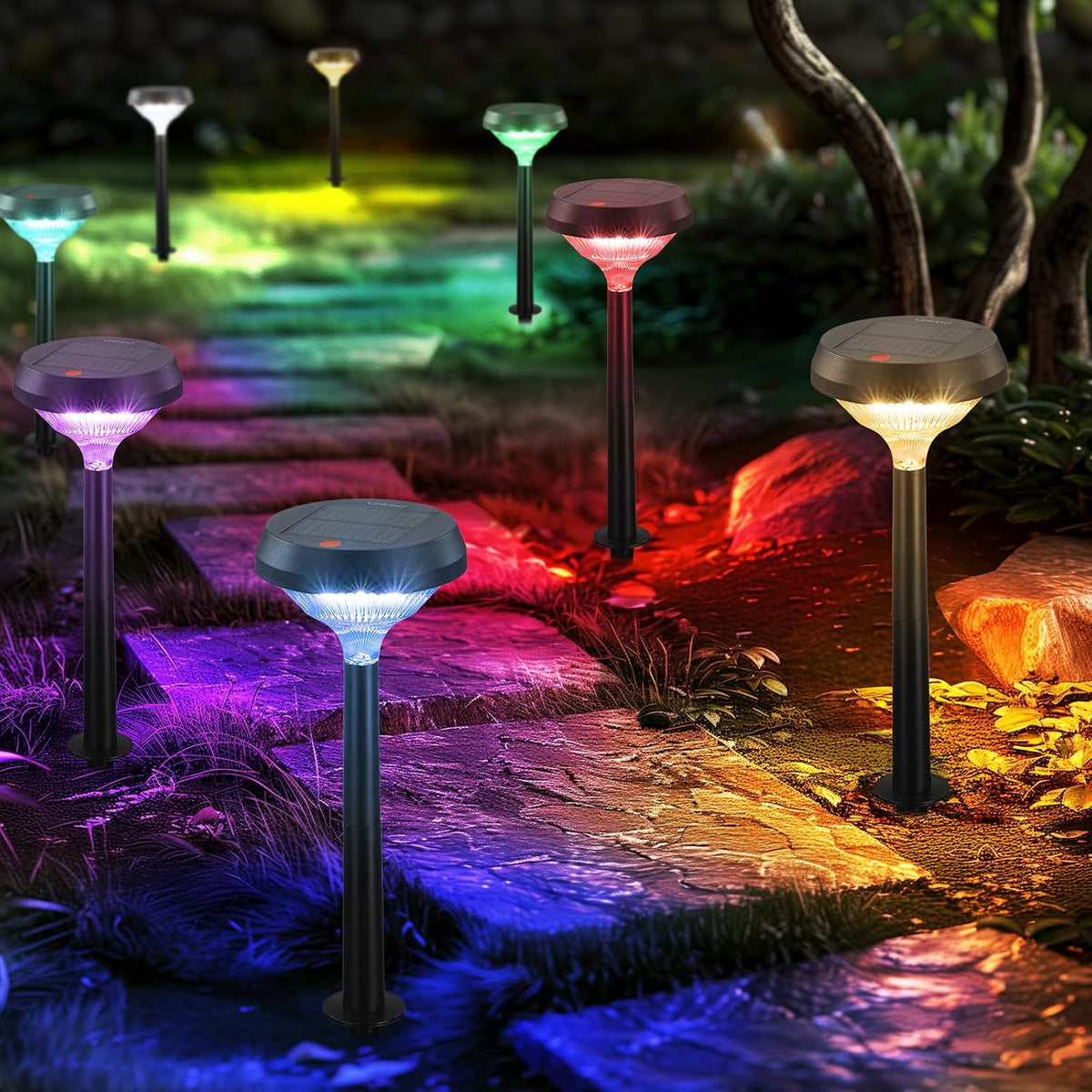 Linkind Solar Lights Outdoor 8 Pack, Solar Pathway Lights Warm White Landscape Path Lights,IP65 Waterproof Solar Lights for Walkway Yard Garden Driveway
