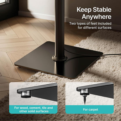 PEGZONE Speaker Stands Pair – 30" Fixed Height Tempered Glass Floor Stands, 55lbs Capacity (Black)