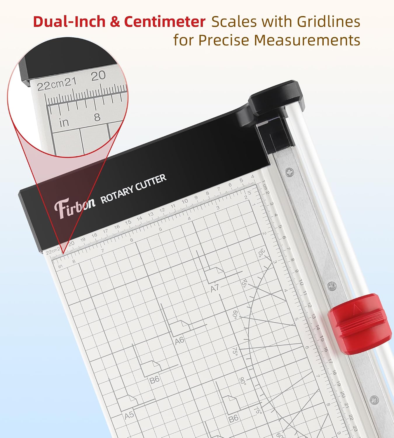 Firbon 12 Inch Rotary Paper Trimmer with Replaceable Blade, High-Carbon Steel Cutting Blade, Precision Paper Cutter for A4, A5, B5, Cardstock, Photos & Crafts