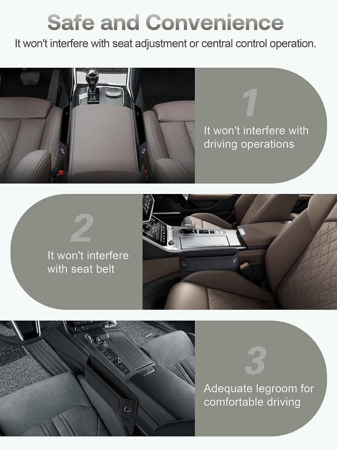 Universal Fit Premium Leather Car Seat Gap Filler Organizer, Center Console Organizer with Card Slots, Clever Gifts for Car SUV Truck Owners (Black, 1 Pack)