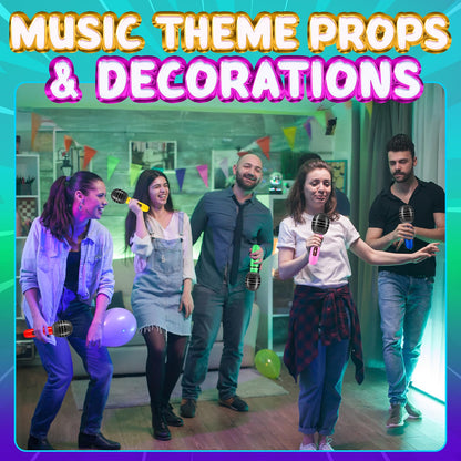 Bedwina Inflatable Microphones, 12-Pack 10-Inch Neon Karaoke Party Favors, Blow-Up Music Props for Kids & Adults, Photo Booth Decorations & Party Supplies