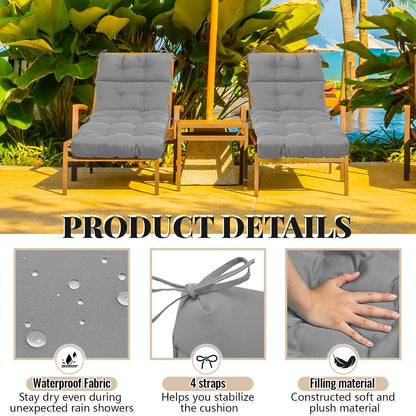 Kigley Chaise Lounge Cushions 75 x 22 x 5 Inches Soft Lounge Chair Cushion Spring/Summer Seasonal Replacement for Outdoor Indoor Home Office(Light Gray,2 Pcs)