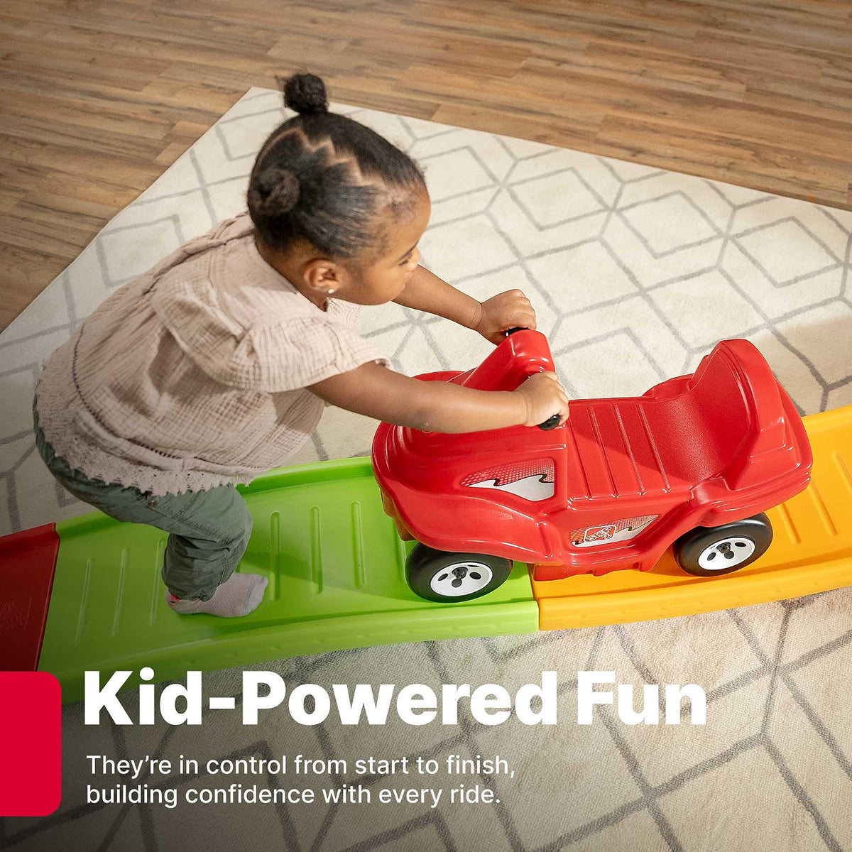 Step2 Up & Down Roller Coaster Kids Ride-On Toy, 9-Foot Track with ATV-Style Car, Indoor & Outdoor Toddler Playset, 50 lb. Weight Capacity, Multicolor