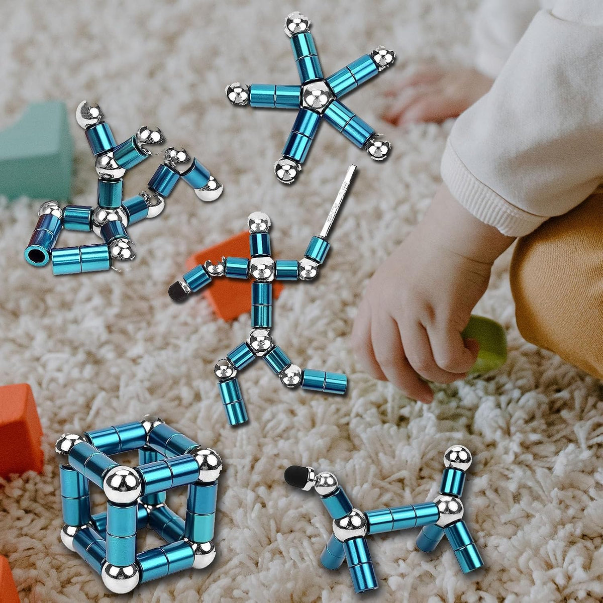 QAQcew Magnetic Fidget Pen Decompression Toy Blue