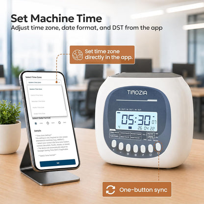 Time Clock for Employees Small Business, 6 U.S. Time Zones, Automatic Daylight Saving & Auto Time Update, Punch Card Time Recorder with 6 Punches Per Day-50 Time Cards and 2 Ribbons (White-3)