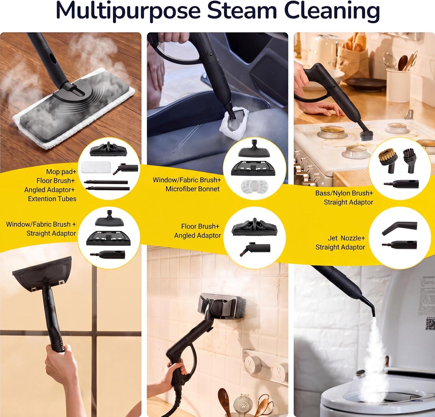 STEAMBOT® Heavy Duty Steam Cleaner for Home, 2L Tank Extended 20.3 ft Reach