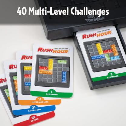 ThinkFun Rush Hour Traffic Jam Logic Game, 40-Challenge Single-Player Logic Puzzle for Kids Ages 8+, STEM Brain Game for Reasoning & Planning Skills