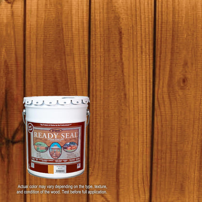 Ready Seal Exterior Wood Stain & Sealer, Natural Cedar, 5 Gallon 5 Gallon semi-transparent "Goof Proof" oil-based stain & sealer for decks, fences, siding & pergolas; no primer, no streaks.