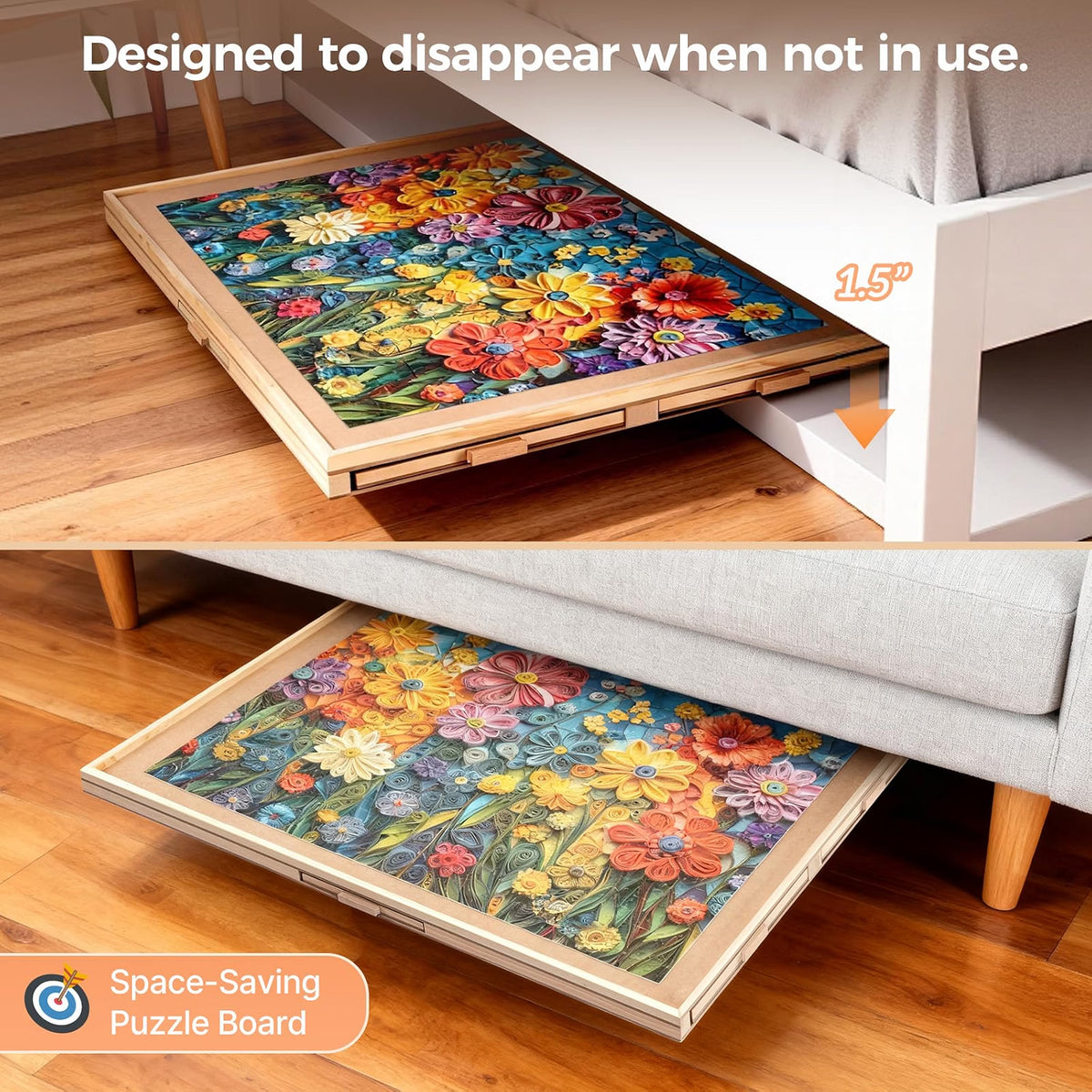 ALL4JIG 2000-Piece Rotating Puzzle Board with 6 Drawers & Cover, 28.5" x 40.16" Portable Jigsaw Puzzle Table with 360° Lazy Susan, Wooden Puzzle Surface for Adults, Crafts & Building
