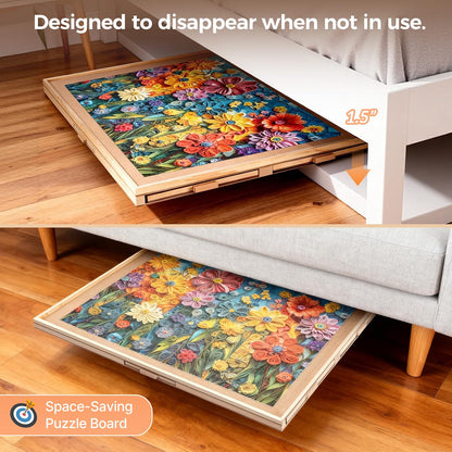 ALL4JIG 2000-Piece Rotating Puzzle Board with 6 Drawers & Cover, 28.5" x 40.16" Portable Jigsaw Puzzle Table with 360° Lazy Susan, Wooden Puzzle Surface for Adults, Crafts & Building