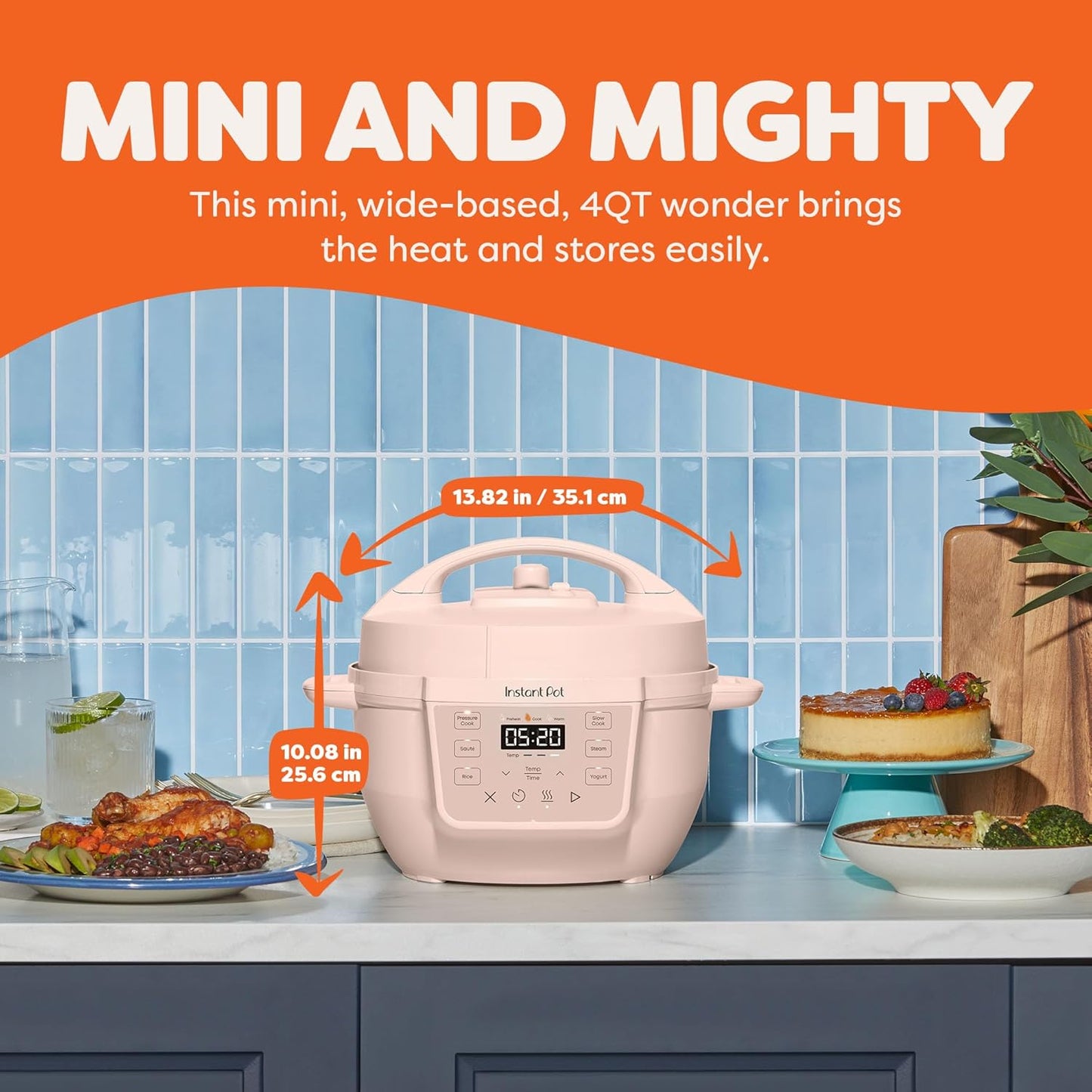 Instant Pot Rio Mini 4 Qt 7-in-1 Electric Pressure Cooker, Rosewater Pink multicooker, 4 quart, slow cook, rice, steam, sauté, yogurt, keep warm, family meals