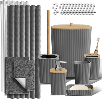 Clara Clark Black Bathroom Set, Shower Curtain Set, Bathroom Accessory Set