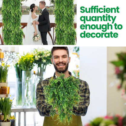 XunYee 28 Pcs Artificial Hanging Plants 32 Inch, Boston Fern Detachable Branch Fake Greenery, Faux Lifelike Eucalyptus Fern Ivy Vine for Indoor Outdoor Wall Room Wedding Decor No Baskets