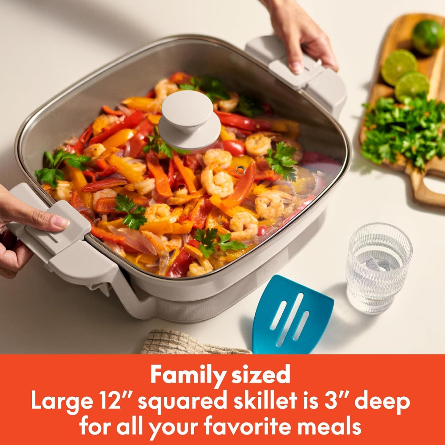 bella Fits-Anywhere SAUTE Make & Take Skillet, Non-Toxic, Ceramic, Oatmilk