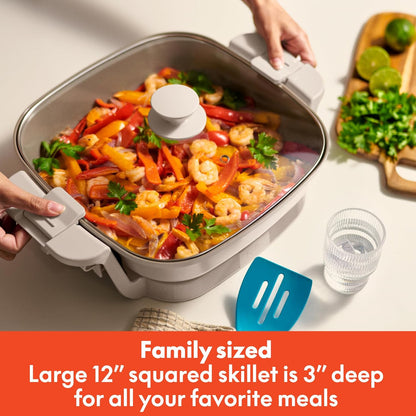 bella Fits-Anywhere SAUTE Make & Take Skillet, Non-Toxic, Ceramic, Oatmilk